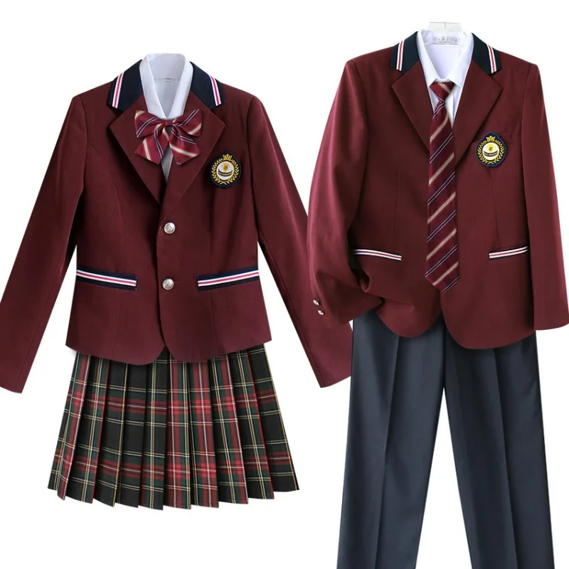 Womens Mens Korea British Japan School Uniform Outfits Girls Boys Japanese Anime Cosplay Costume Dress Clothes Set