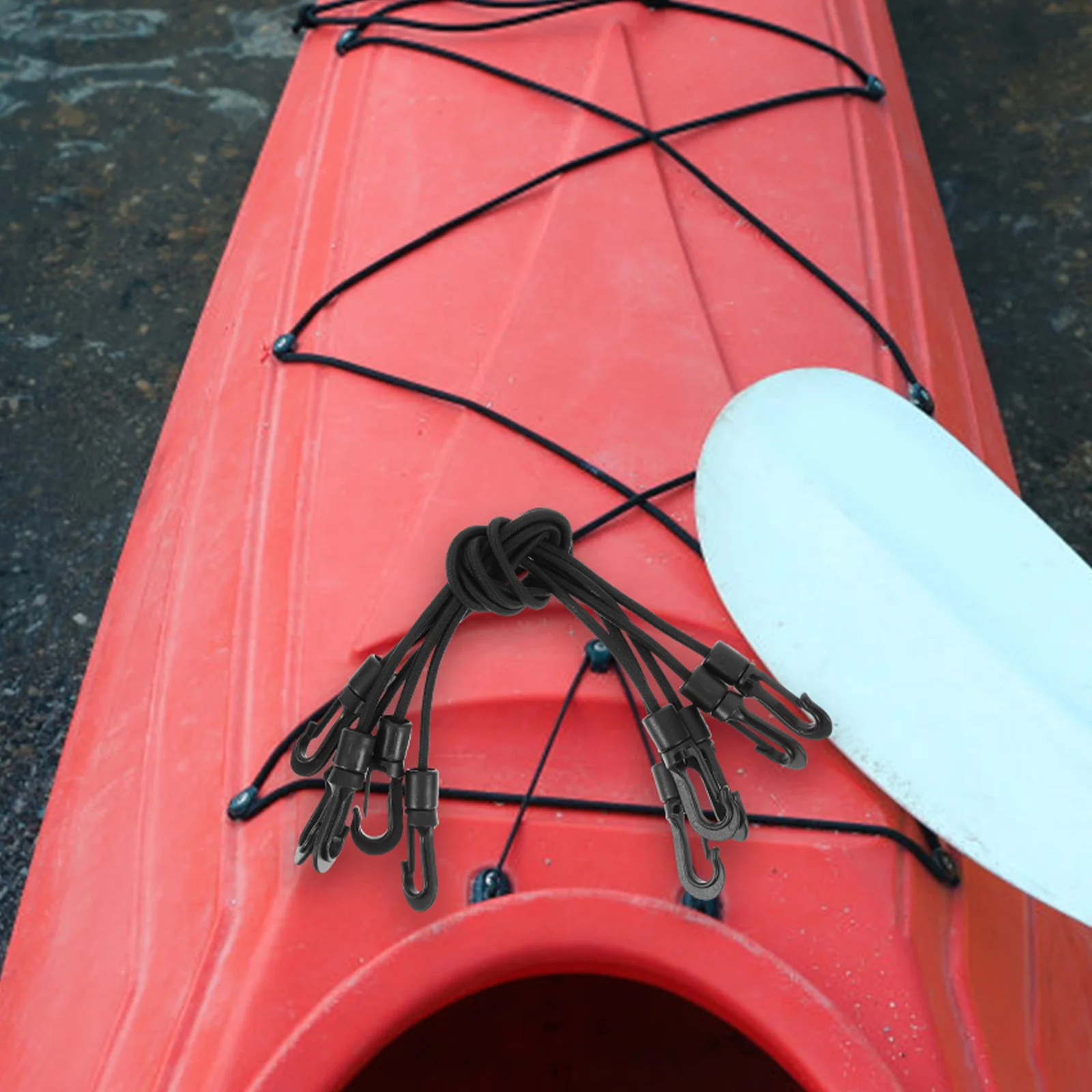 

5Pcs Kayak Elastic Ropes Outdoor Camping Hook Straps Multi Use Tie Down Straps Durable Portable Quick Release Keychain