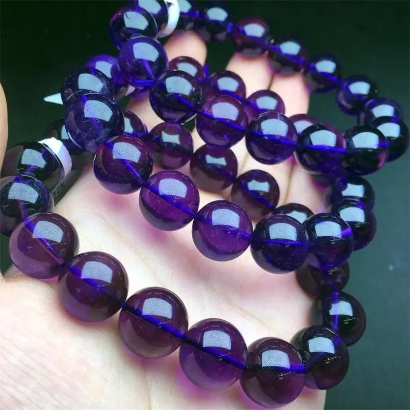 14.5MM Natural Uruguayan Amethyst Bead Bracelet Smooth Gemstone Reiki Healing Jewelry Energy Crystal Holiday Gift 1PCS