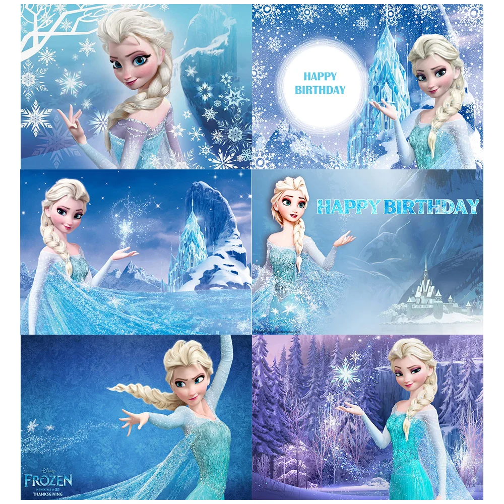 Disney Frozen Elsa Backdrop Birthday Banner Girl Kids Photography Birthday Banner Party Ice Baby Shower Snow Castle Background