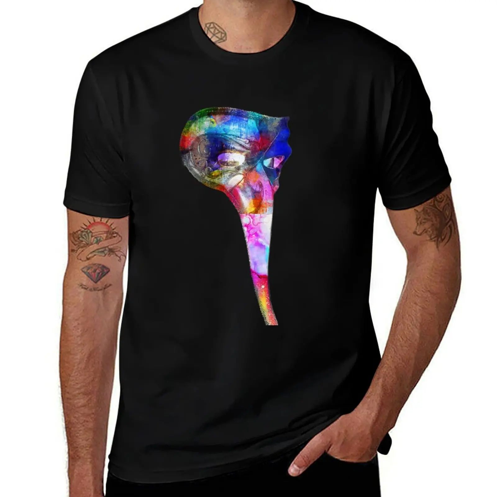 italian colorful carnival mask during the celebrations in Venice T-Shirt Daily Work Short Sleeve Top T-Shirt