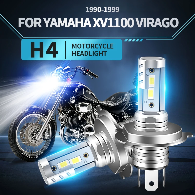 H4 HB2 9003 LED Motorcycle Headlight Bulb Hi Lo Beam Moto Light For Yamaha XV1100 Virago 1990-1999 LED Lamp Motorcycle Headlamp