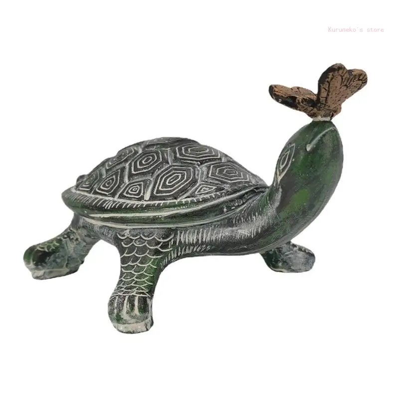 

Garden Statue with Butterfly Decoration Tortoise Figurines Ornaments Gift