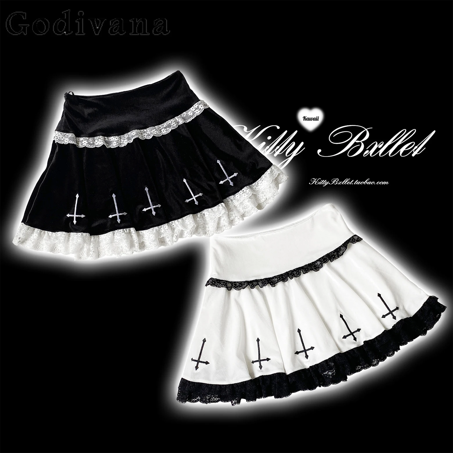 

Japanese Mine Lace Cross Embroidery Black Mini Skirt Girl Sweet Cute Fashion Elegant A-line Skirt Women Summer Y2k Pleated Skirt