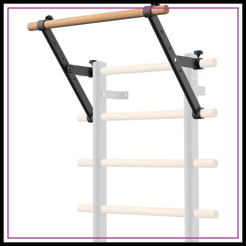 

DHT Wood Stall Bar, Swedish Ladder Suspension Trainer with 9 Rods, for Home, Gym, School, Black