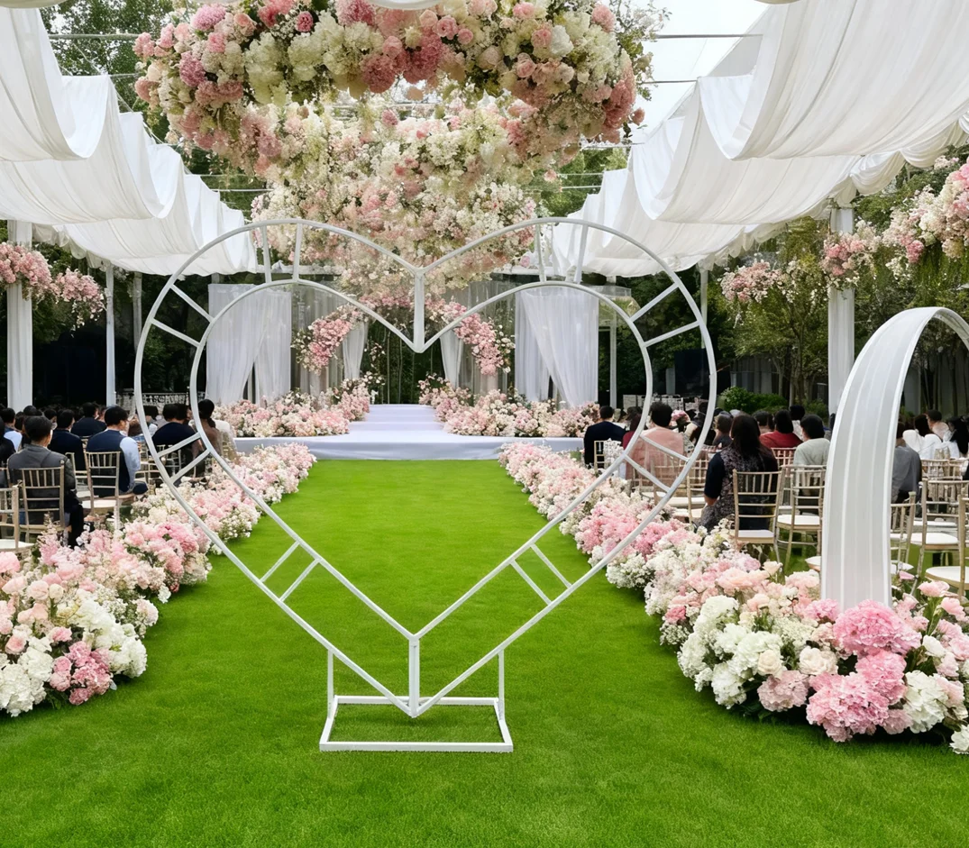 

New wedding love arch decoration, wedding party party outdoor Christmas family flower stand arch balloon stand