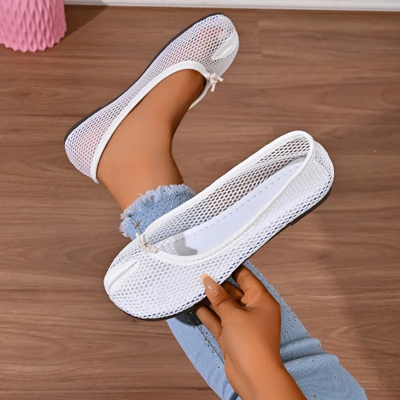 2026 New Mesh Split Toe Breathable Women's Flats and Loafers Fashion Solid Casual Comfort Soft Soled Women Shoes Сабо Женские