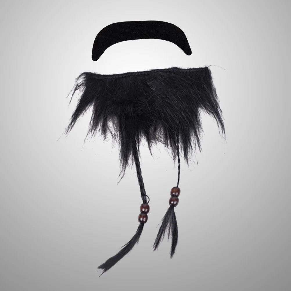 2Pcs Pirate Beard Halloween Party Prop Supplies Costume Set Black Lightweight Comfortable for Cosplay Carnival Festival Party