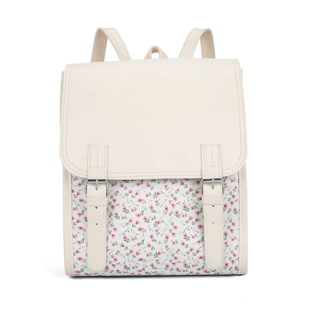 

Сумочка, модный рюкзак с клапаном, эстетический большой вместительный школьный рюкзак из искусственной кожи с откидной крышкой, школьный рюкзак на молнии с цветком в студенческом стиле