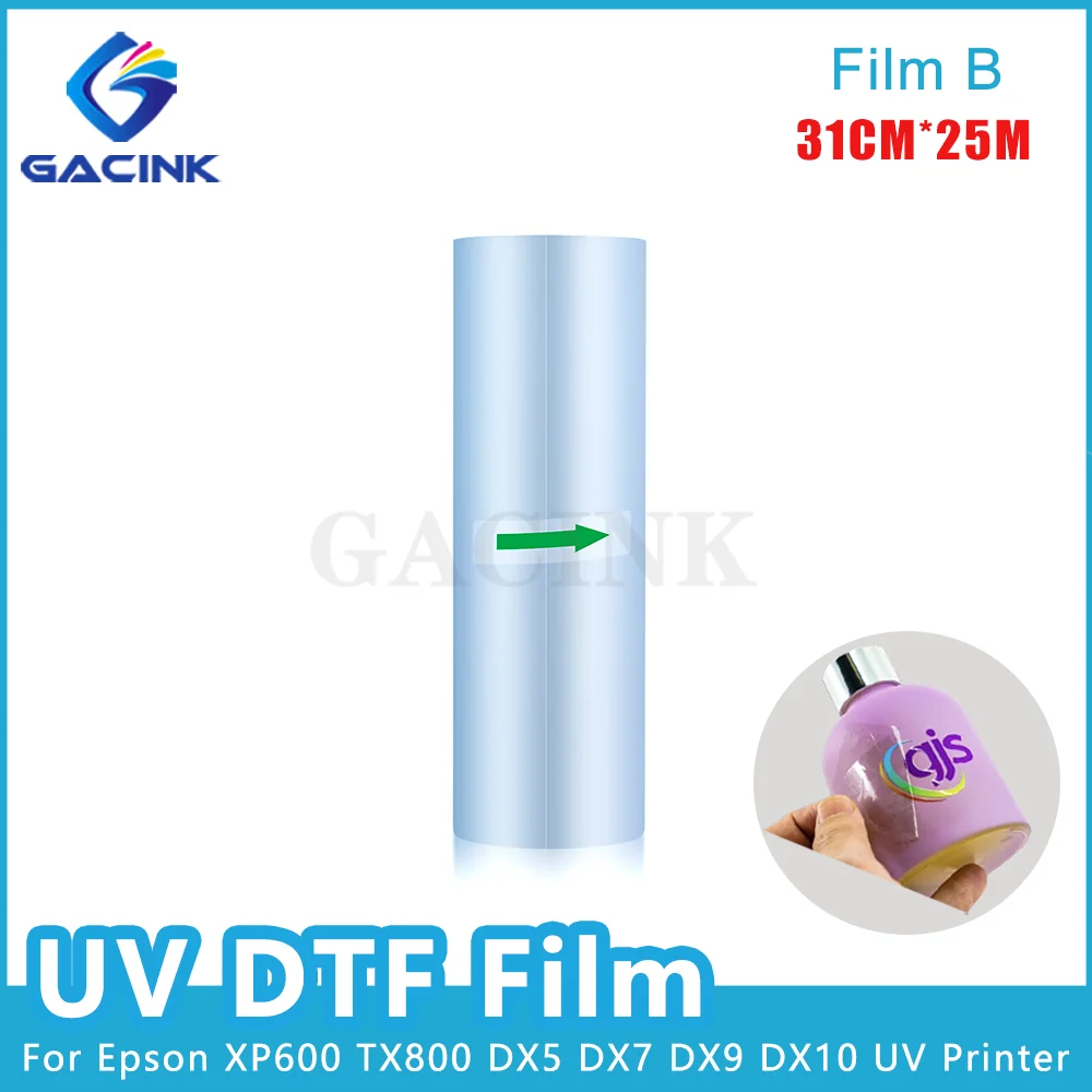 

31 см * 25 м UV DTF пленка B для UV DTF ламинирования машина для XP600 1340 L1390 L1800 UV планшетный принтер UV DTF наклейки UV DTF пленка A