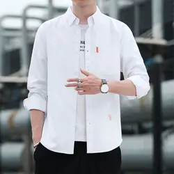 2024 Spring and Summer Korean Version Fashionable Casual Loose Oversized Lapel Solid Color Simple Single Breasted Shirt for Men