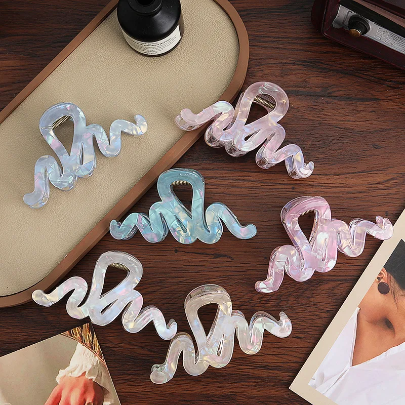 

Colorful Jelly Wave Hair Claw French acetic acid Hairpin Women Girls Fashion Design Sweet Simple Irregular Hair Clip Headwear
