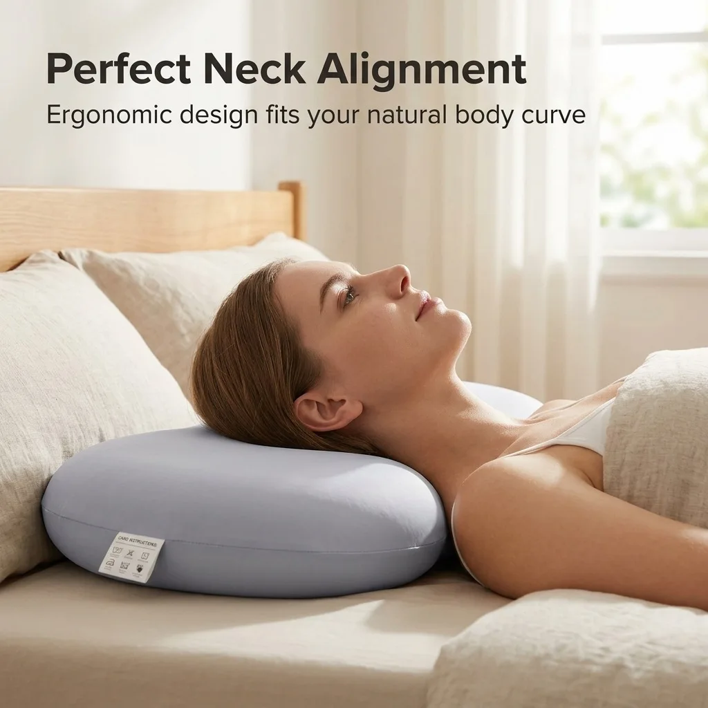 Ice Silk Memory Cotton Pillow Sleeping Cushion Pillow Neck Support Head Rest Travel Office Nap Pillow for All Sleep Position