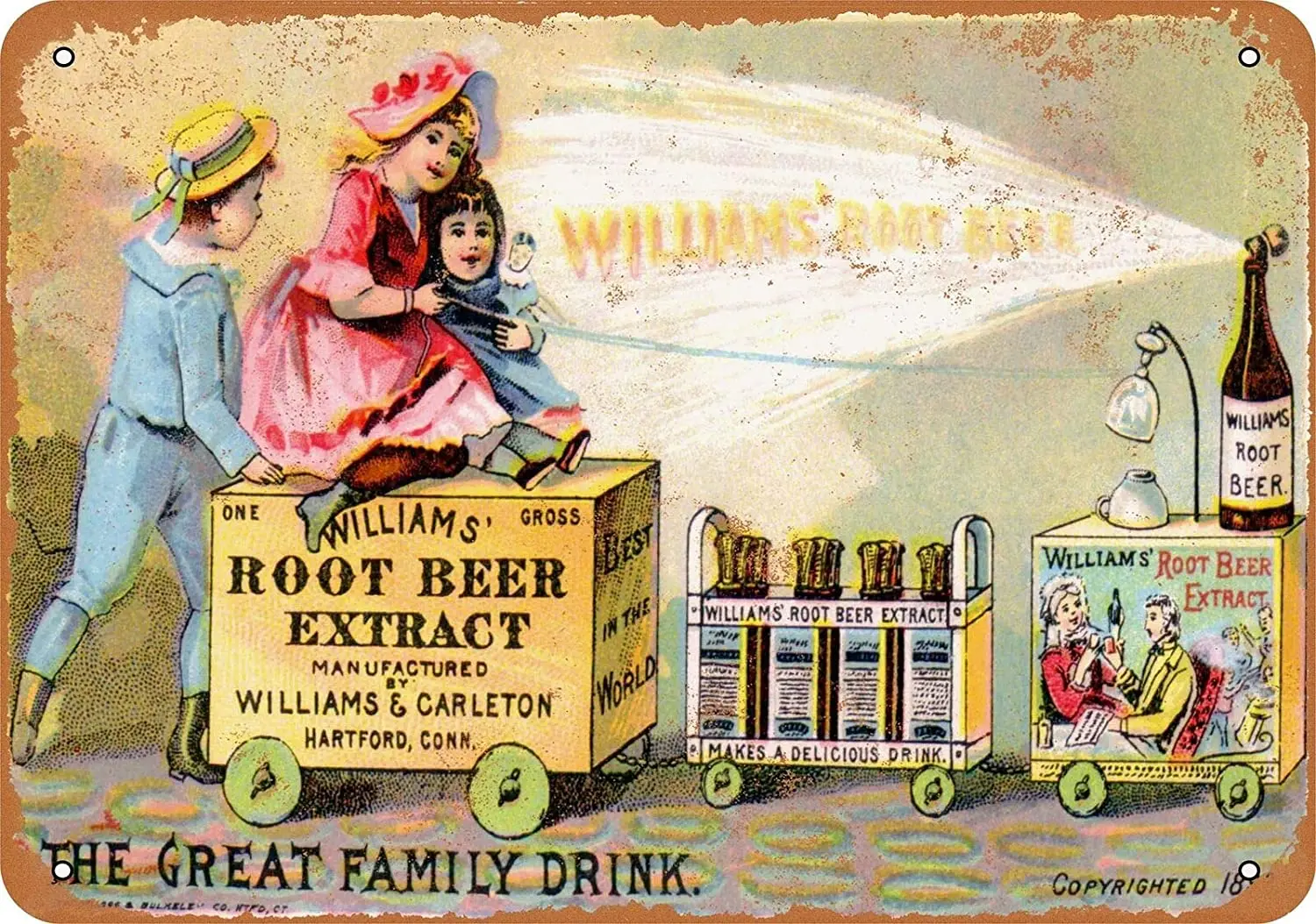 1892 Williams' Root Beer Extracts Metal Tin Sign 8x12 Inch Home Kitchen Bedroom Bar Sign Decoration sign sign