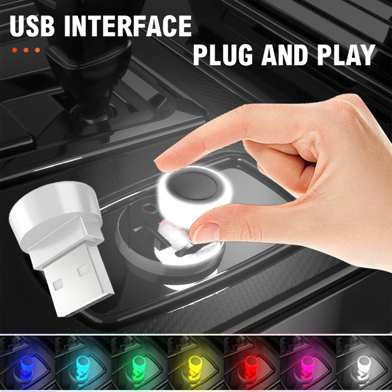 

Mini circular LED Car Ambient Decorative Light USB Atmosphere Light Portable Plug and Play Auto Car Computer Night Light 1Pcs
