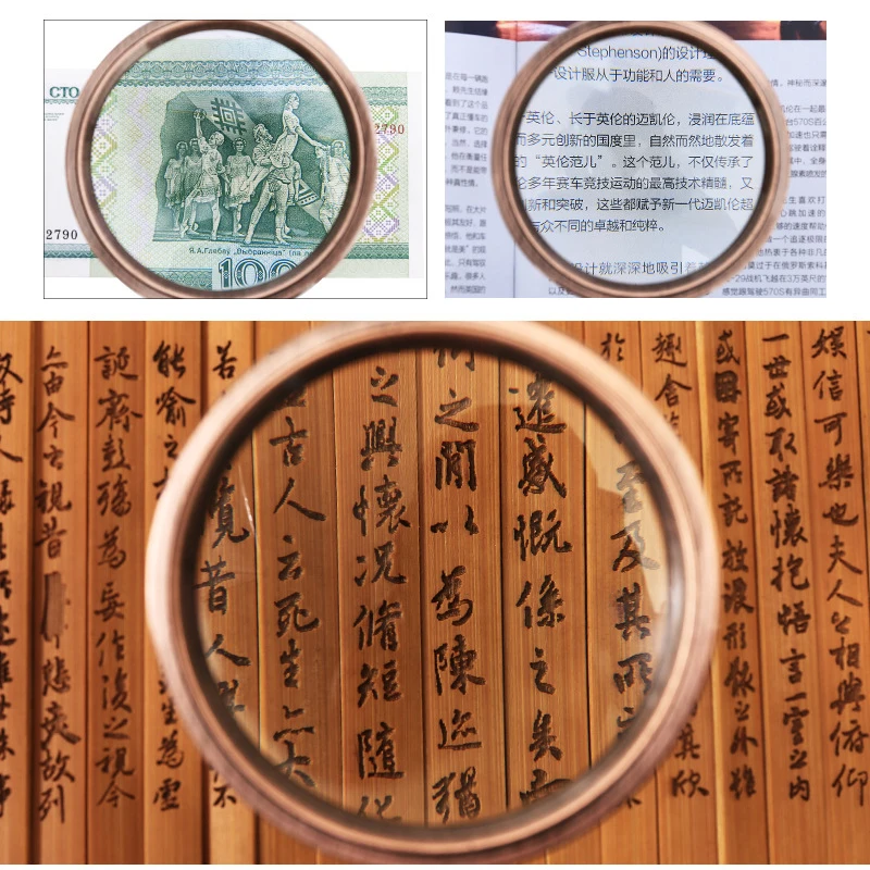 Retro High Quality High Magnification Handheld with Wooden Handle Jewelry Loupe Eye Loupe Glass Magnifier Reading Magnifier