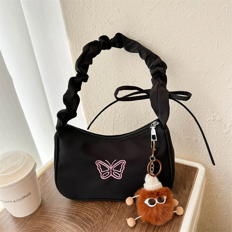 Bolso de axila de moda para mujer, bolso de hombro personalizado Y2K, bolso de mano para almacenamiento de lápiz labial y maquillaje, bolso de mariposa bordado