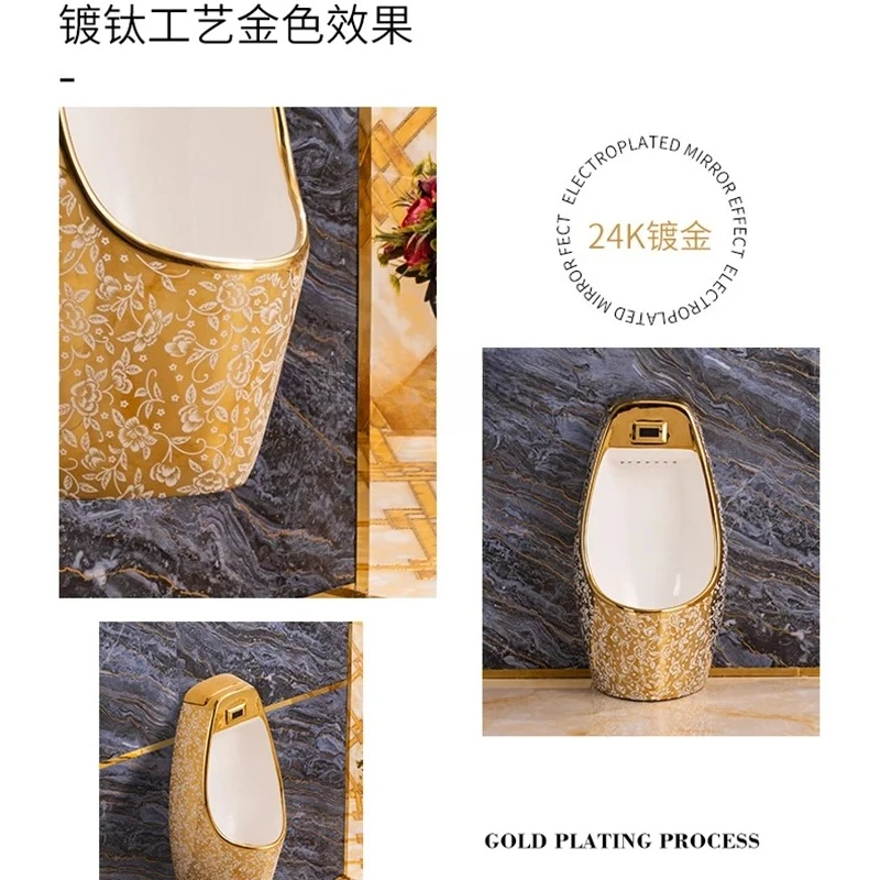 Европейский почвенный писсуар, бытовой мужской писсуар для ванной комнаты, настенный подвесной золотой писсуар