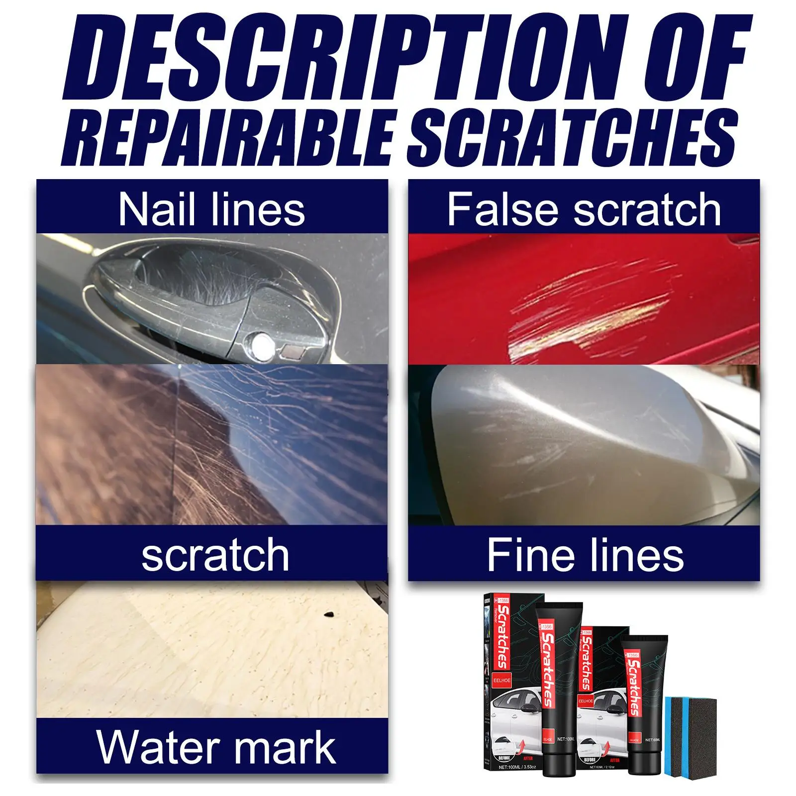 Car Scratch Remover Polish Paste Car Paint Restorer Accessories for Car Paint Scratch Repair Kit