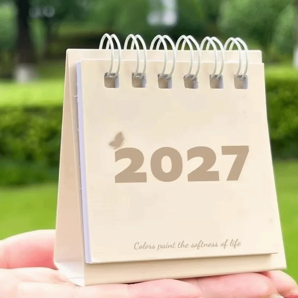 Vertical 2027 Mini Calendar Mini Freestanding Base Standing Desk Calendar Thick Paper Memo Notes Office Calendar Home Office