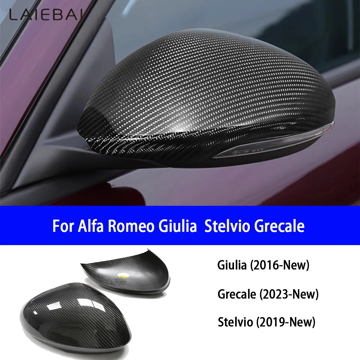 

For Alfa Romeo Giulia 2016-New Stelvio2019-New Grecale 2023-New Carbon Fiber Rearview Mirror Shell Adhesive Installation