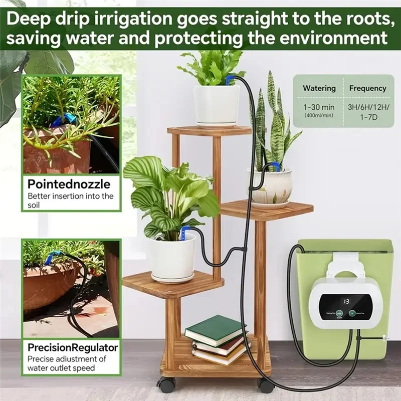 ABBO-USB Drip Irrigation System Automatic Watering System With Custom Schedule Watering Timer For Potted Plants