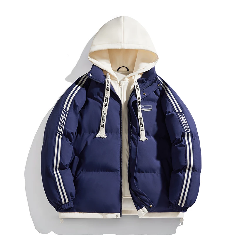 Новая однотонная куртка с капюшоном в парном стиле, осенне-зимняя модная куртка из двух предметов с капюшоном, ветрозащитная утолщенная теплая стеганая куртка