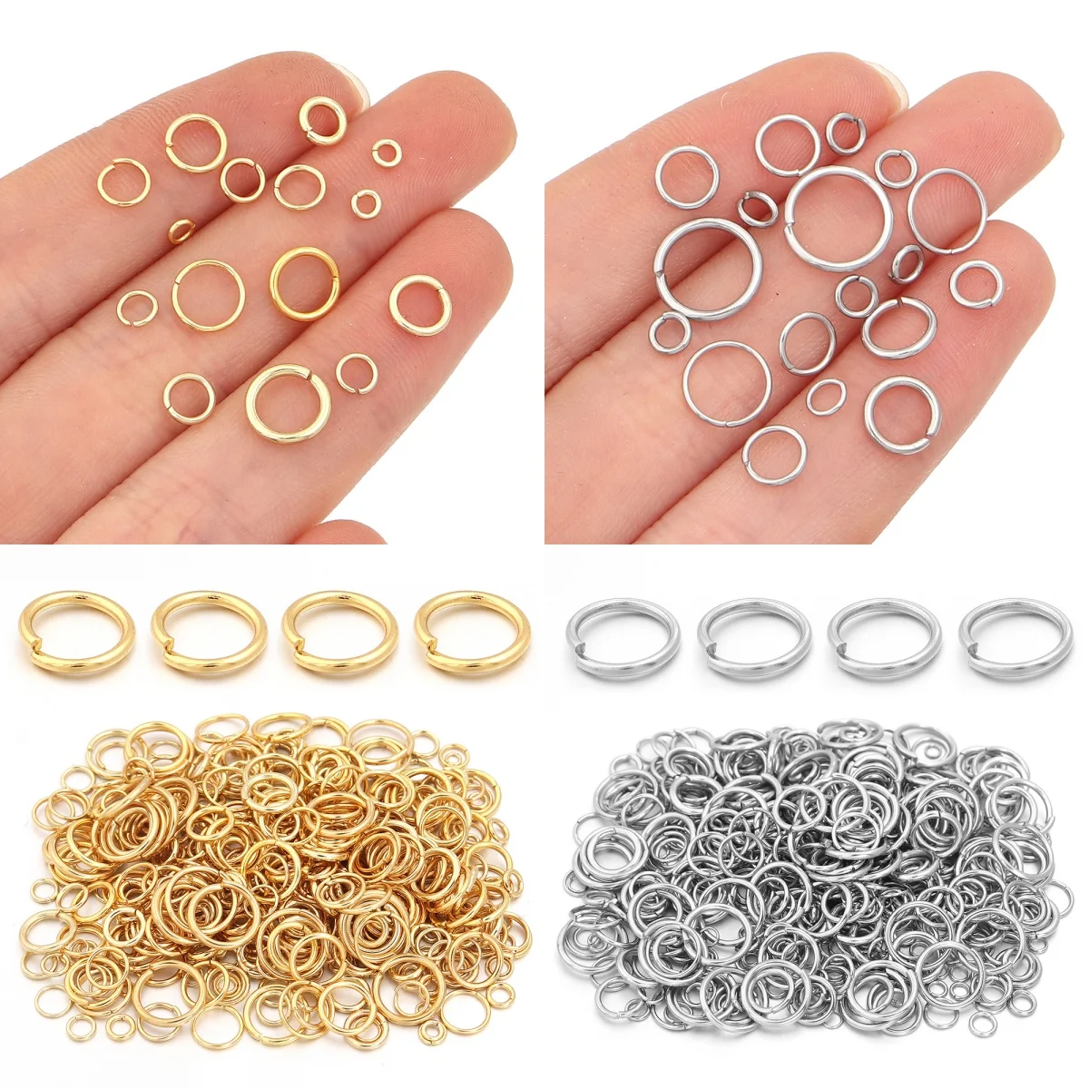 100-200pcs/lot 3-10mm Stainless Steel Jump Ring Split Ring Single Loops Connectors For Jewelry Making DIY Keychain Accessories