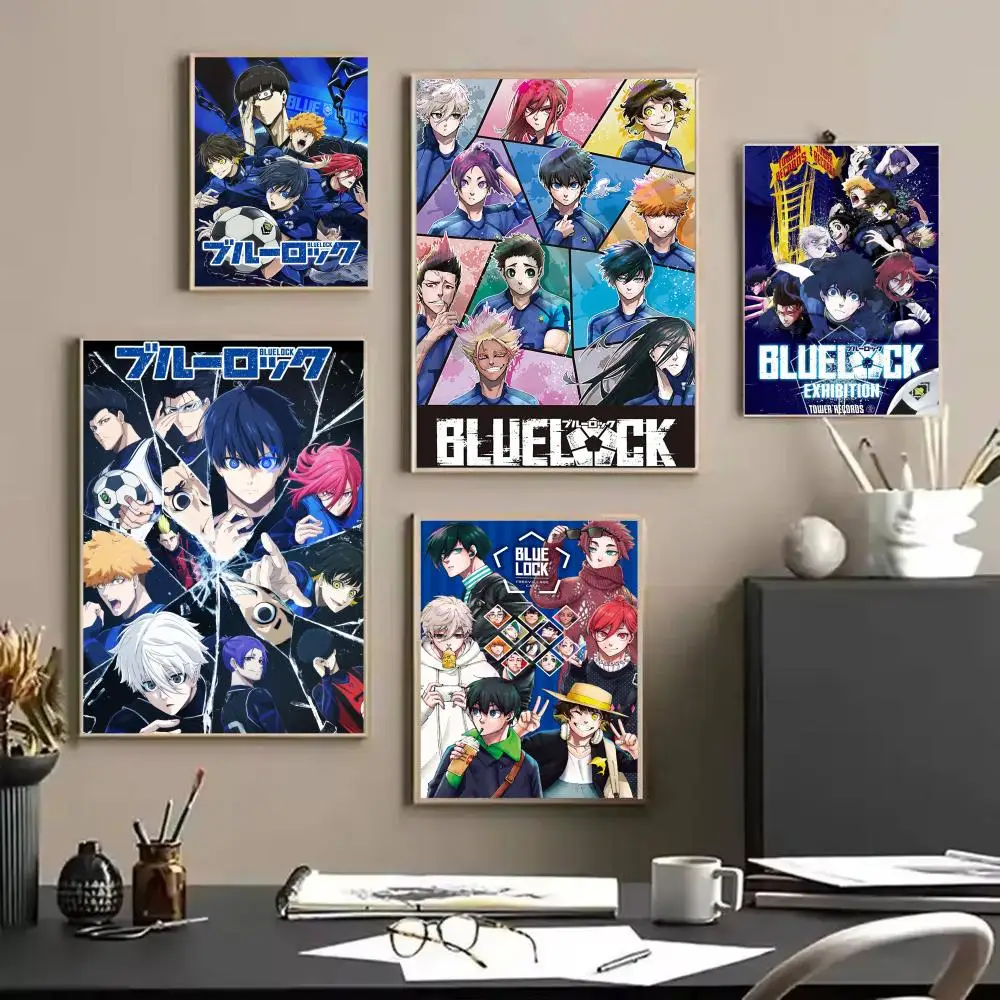 Blue L-Lock Anime Poster Stickers Mural Painting Self-Adhesive Decor for Bedroom Living Room Home HD Wall Decals Gift