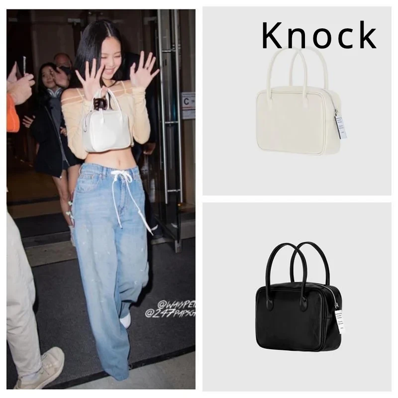 Knock New Collection Korea Designer Brand Mini Square Pillow Handbag Shoulder Bag for Women Girl Jennie Style PU Leather Fashion