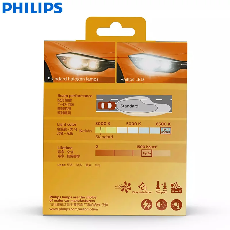 Philips LED H7 Ultinon 3500R High Power 30W 2600LM Car Headlight 6500K White High Lumen Watt LED Lamps PX26d LUM11972U3500X2, 2x