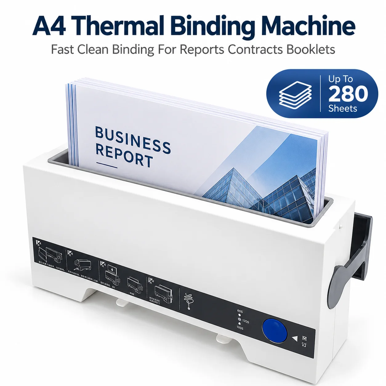 AOLIVIYAa A4 Thermal Binding Machine 280 Sheet Capacity Hot Melt Glue Book Binder For Home Office Reports Contracts