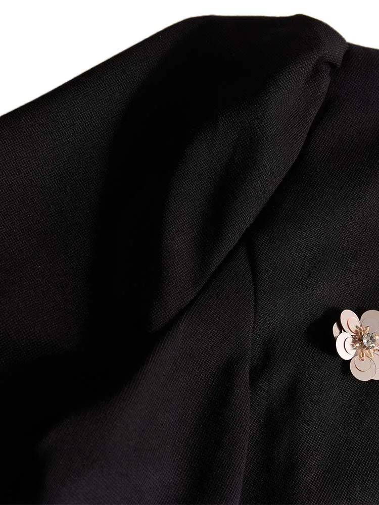 Ensemble 2 pièces élégant à paillettes florales pour femmes, nouvelle collection 2026, hauts patchwork à volants irréguliers et jupe Midi INKEO 5D256