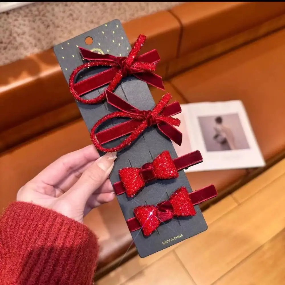 

Korean Style Velvet Bow Hairpin Top Barrette Black Rhinestone Duck Bill Clip Hair Accessories Headwear Bangs Side Clip Party