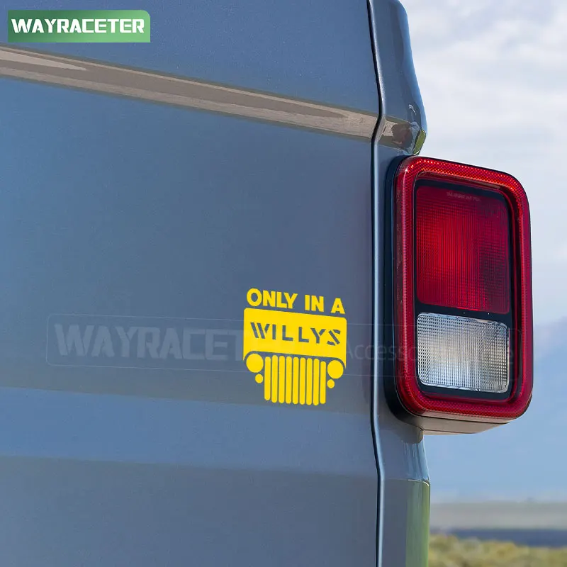 ملصق فينيل عاكس فقط في رسومات ويليز ملصق نافذة حاجز صندوق السيارة لسيارة جيب رانجلر JK JL TJ YJ CJ JLU Gladiator JT