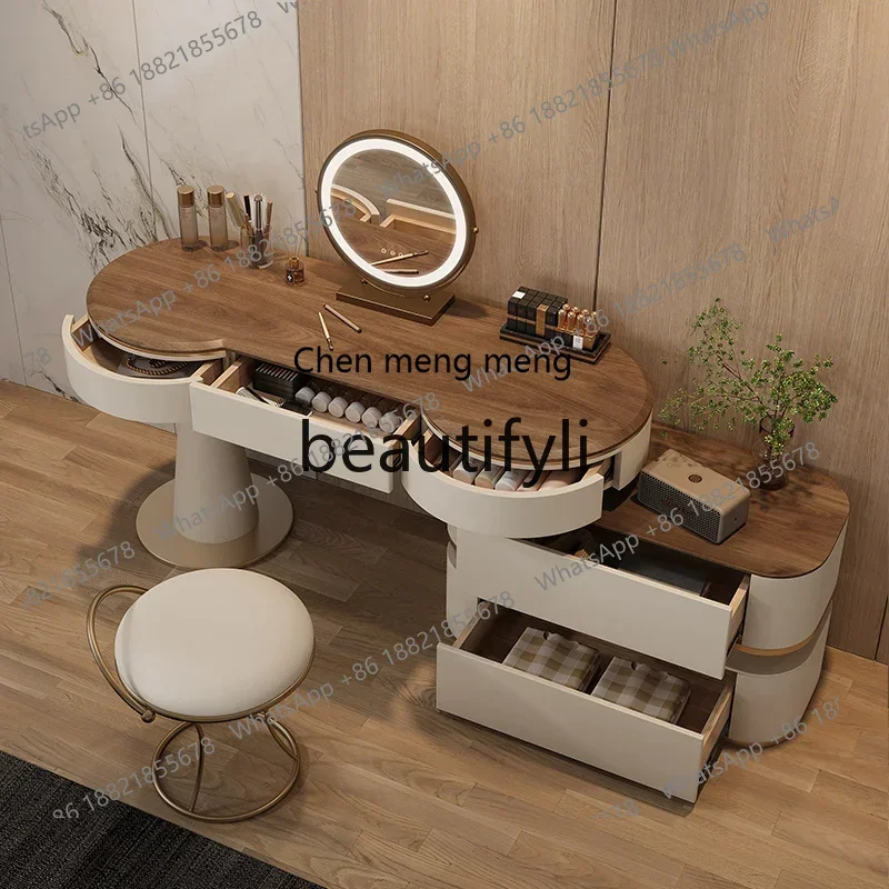 D178 خزانة تخزين من الخشب الصلب الفاخر، طاولة مكياج متكاملة لغرفة النوم على الطراز القديم #4