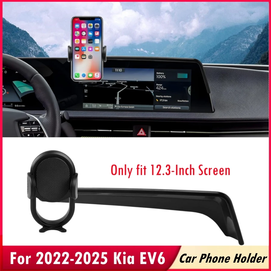 

Car Phone Holder for 2022-2025 Kia EV6 12.3-Inch Screen Phone Mount Cell Phone Automobile Cradles Hands-Free 360 Degree Rotation