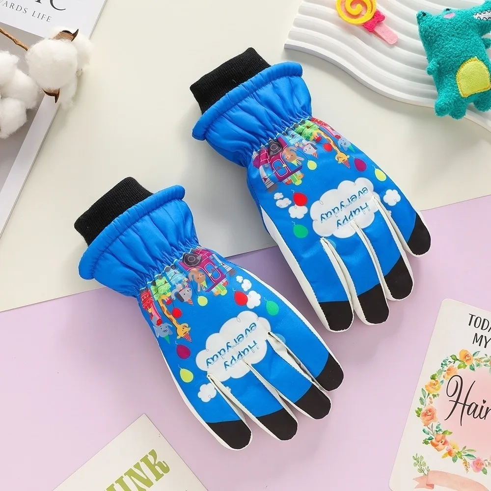 

New Waterproof Ski Gloves Windproof Plush Winter Gloves Coldproof Warm Full Finger Gloves Boys Girls