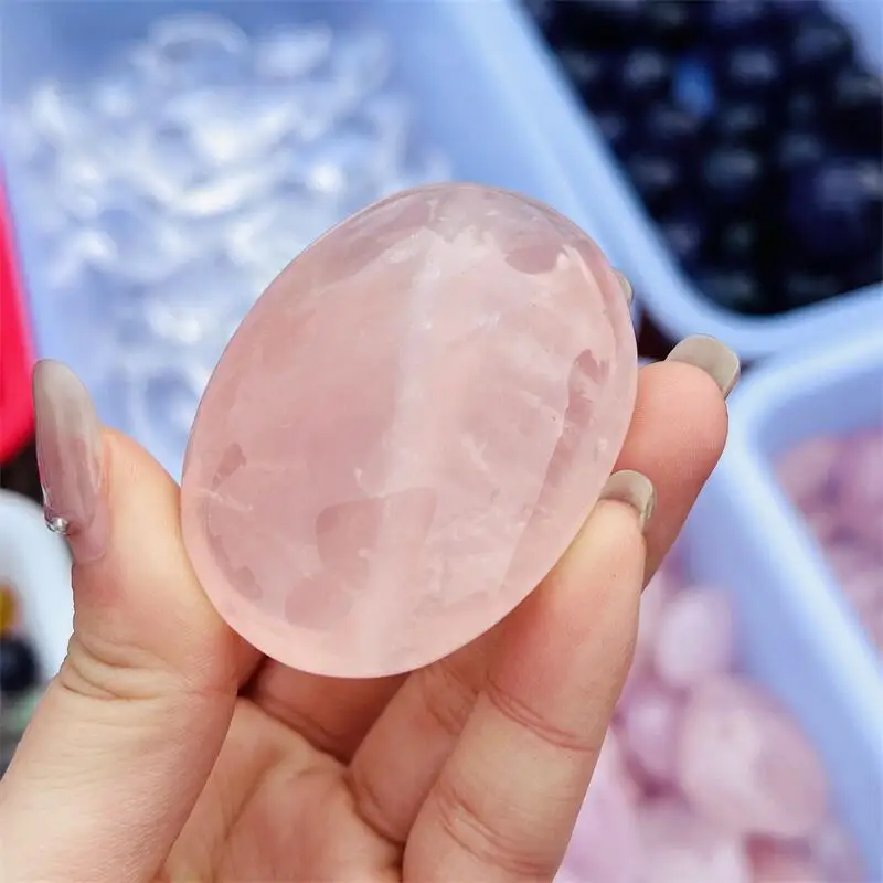 500g Natural Starlight Rose Quartz Palm Carving Gemstone Cube Palm Decoration Crystal Quartz Healing For Gift 1PCS