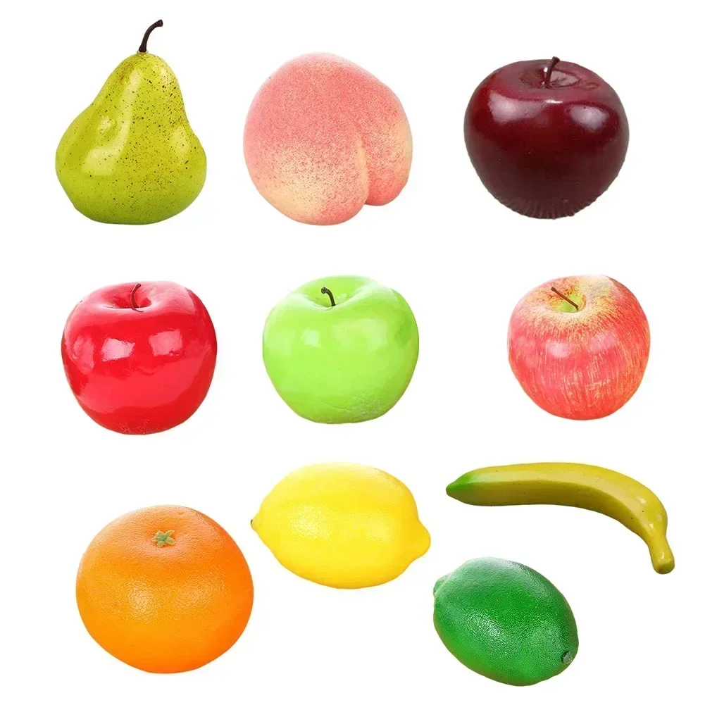 Lifelike Artificial Fake Fruit Fruits Peaches Lemon Market Party Artificial Lemon Orange Banana Limes Plastic Fruit For Decor