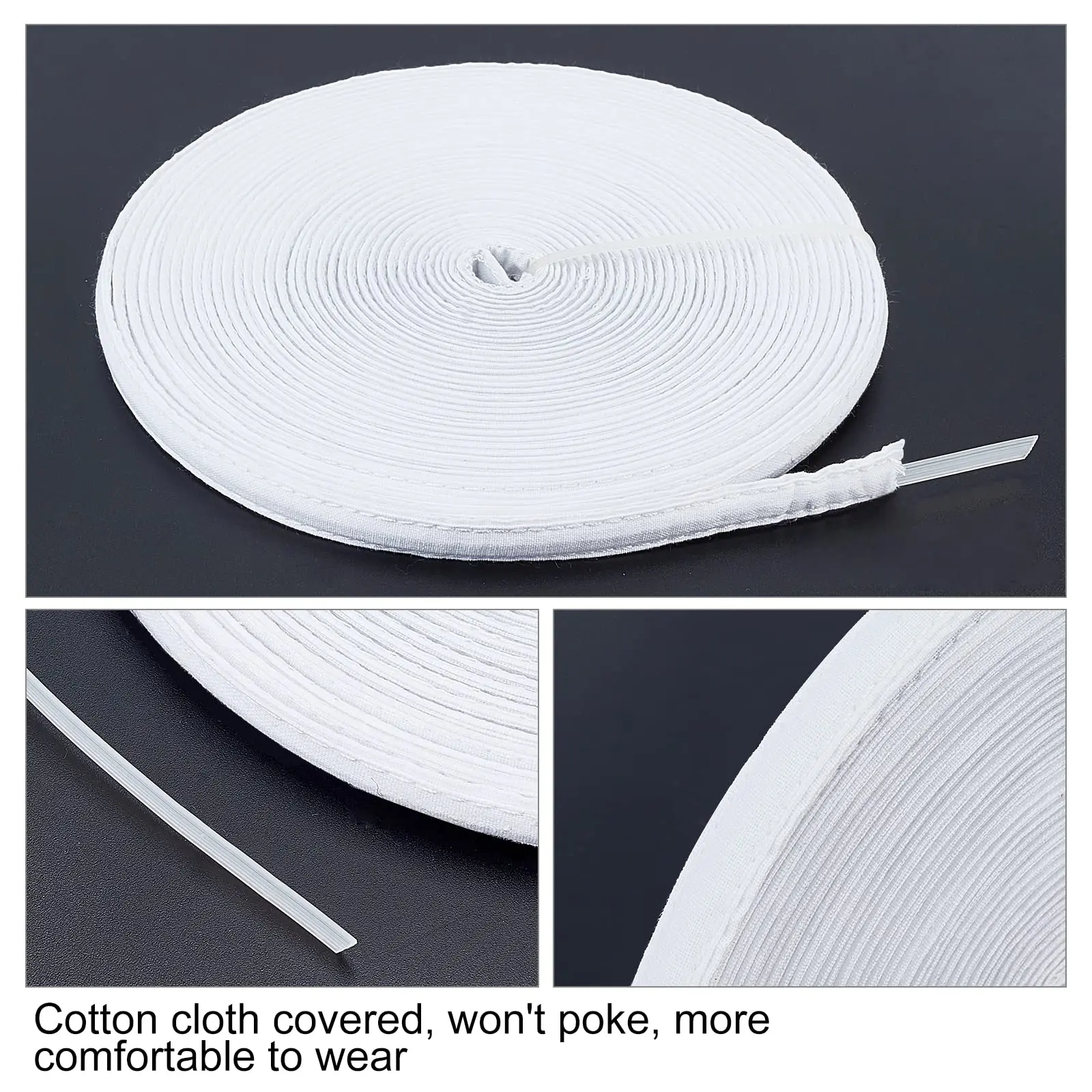 100Yards12mm Corset Boning Cotton Covered Polyester Sewing Garment Accessories Bra Boning Tool for Corsets,Bridal Gowns,Lingerie