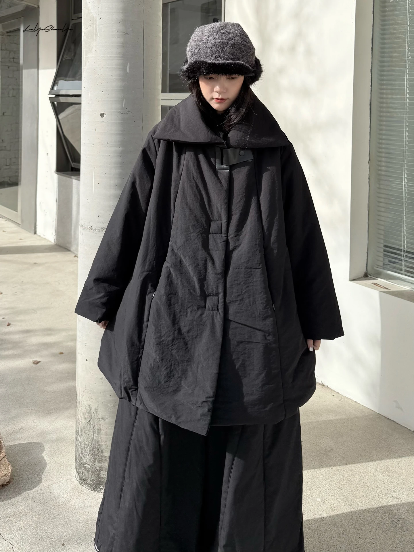 

Утепленное хлопковое пальто средней длины Land And Mountain Island с вставками, зимняя повседневная женская модная верхняя одежда