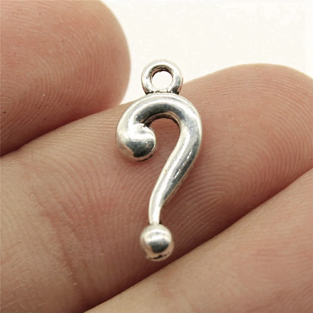 20pcs/lot 18x8mm Question Mark Charms For Jewelry Making Antique Silver Color 0.71x0.31inch