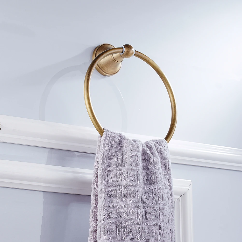 

European Style Bathroom Towel Rack Round Ring Durable Brass Material Fits Home Hotel Elegant Design Hanging Paper Holder