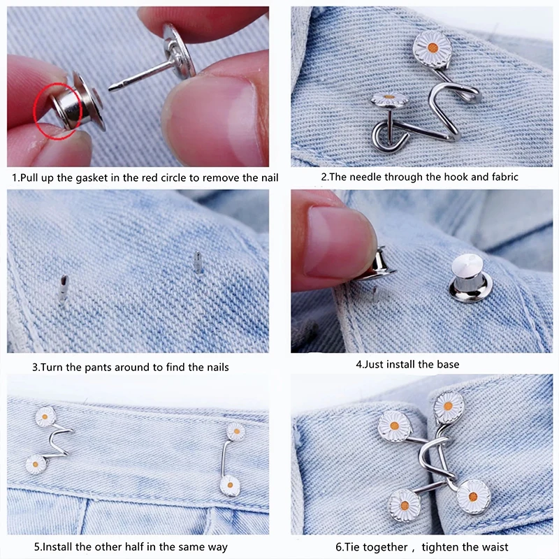 Women Skirt Pants Jeans Adjustable Waist Clip Metal Pins Clothing Accessories Sewing Women\'s Brooch Set Tighten Waist Brooches