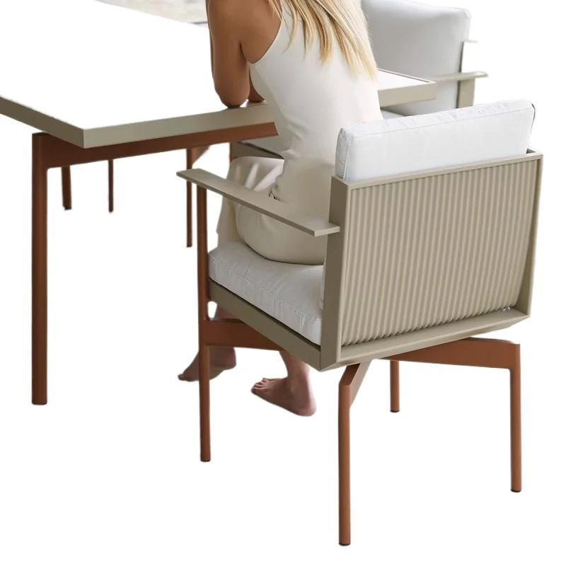 

High-end outdoor tables and chairs courtyard stainless steel waterproof sunscreen garden hotel outdoor
