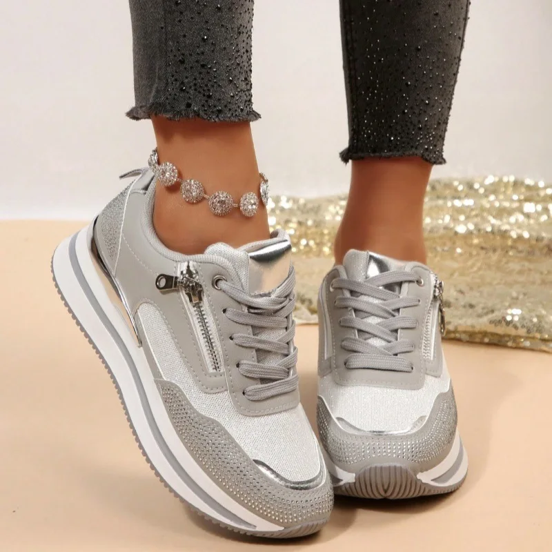 2026 New Trend Athletic Random Shoes, Fashionable Thick-soled Lace-up Gym Shoes For Women, Available In Large Sizes Sexy Boho