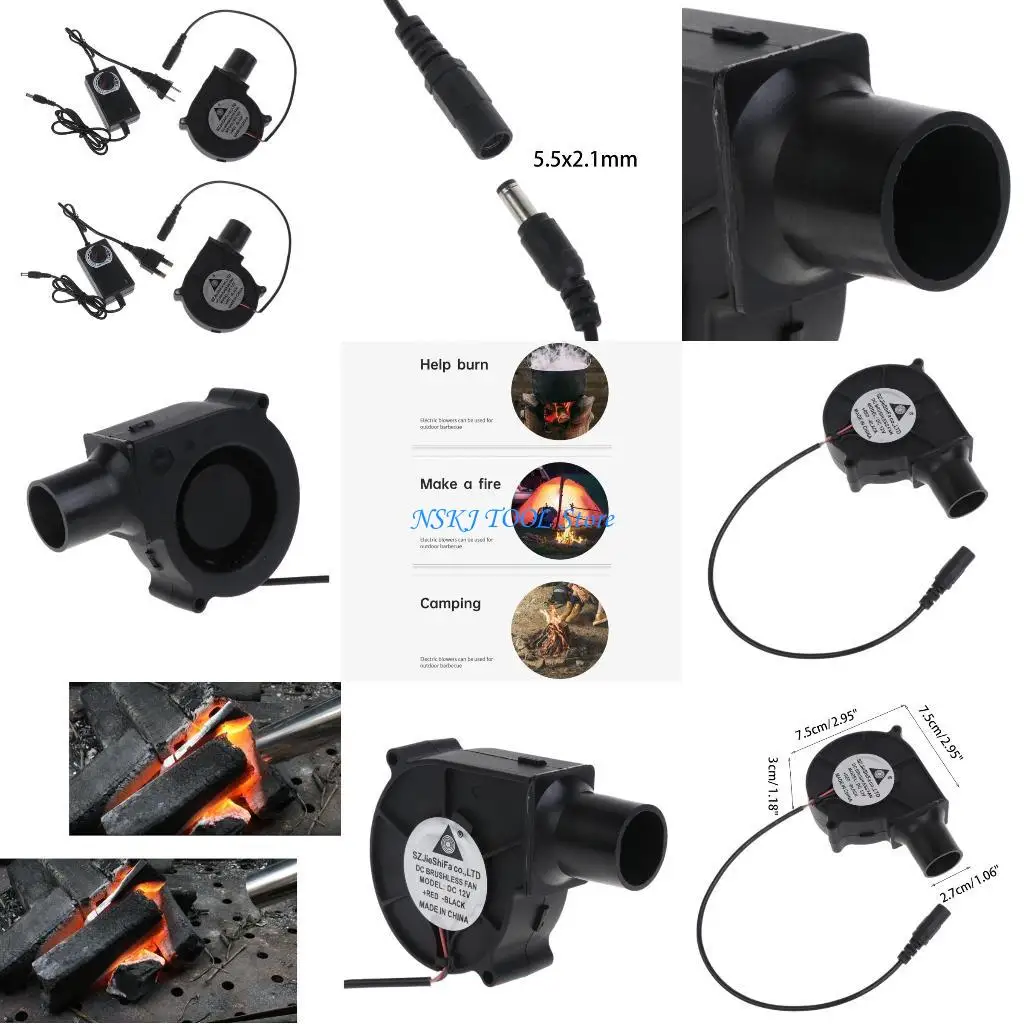 

L8RC UK/EU Plugcling-Redugering Blower 12V Grill Деревянная печь на открытом воздухе мобильный портативный