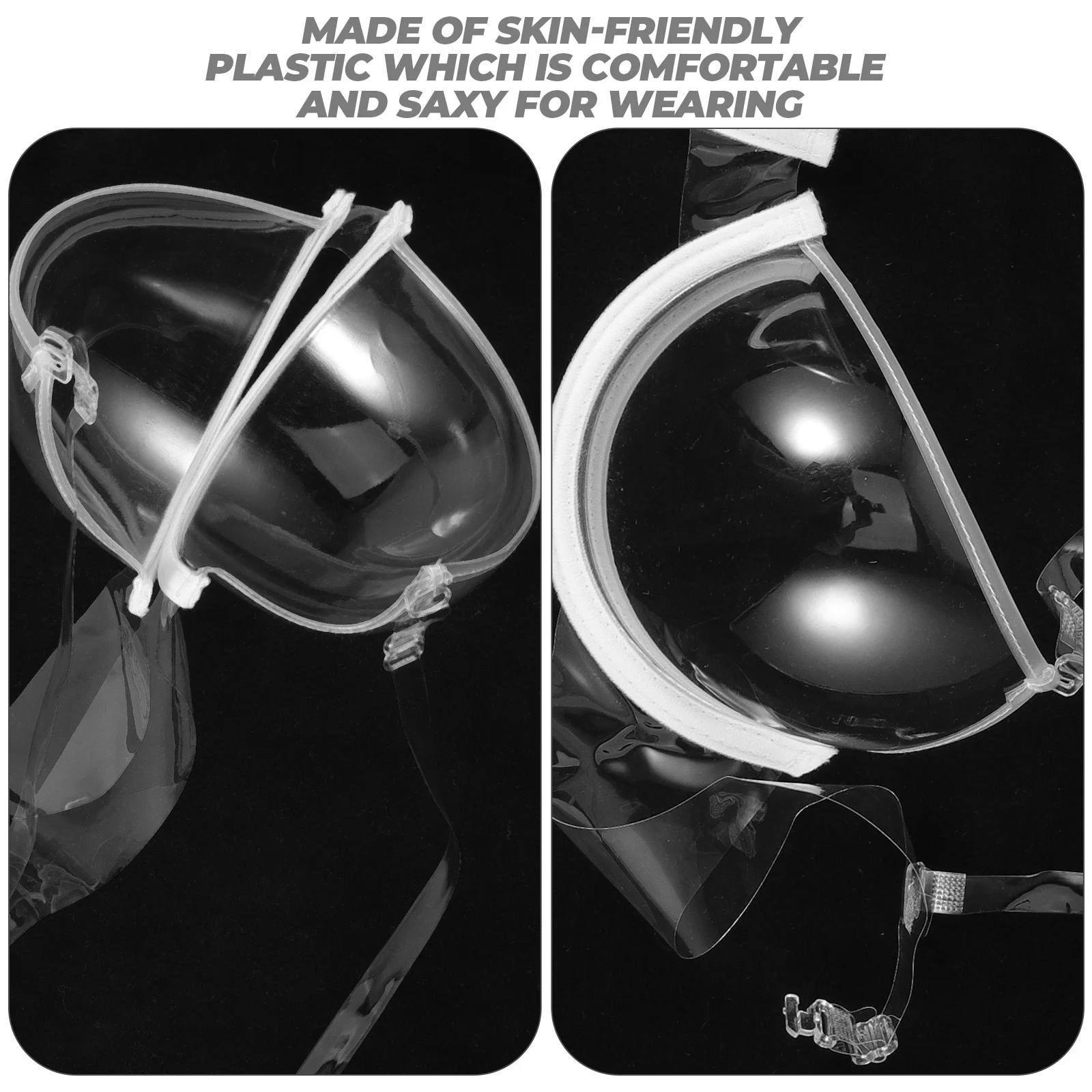 

Invisible Transparent Plastic Bra Disposable 3/4 Cup Back Clasp Bra Clear Adjustable Strap For Travel