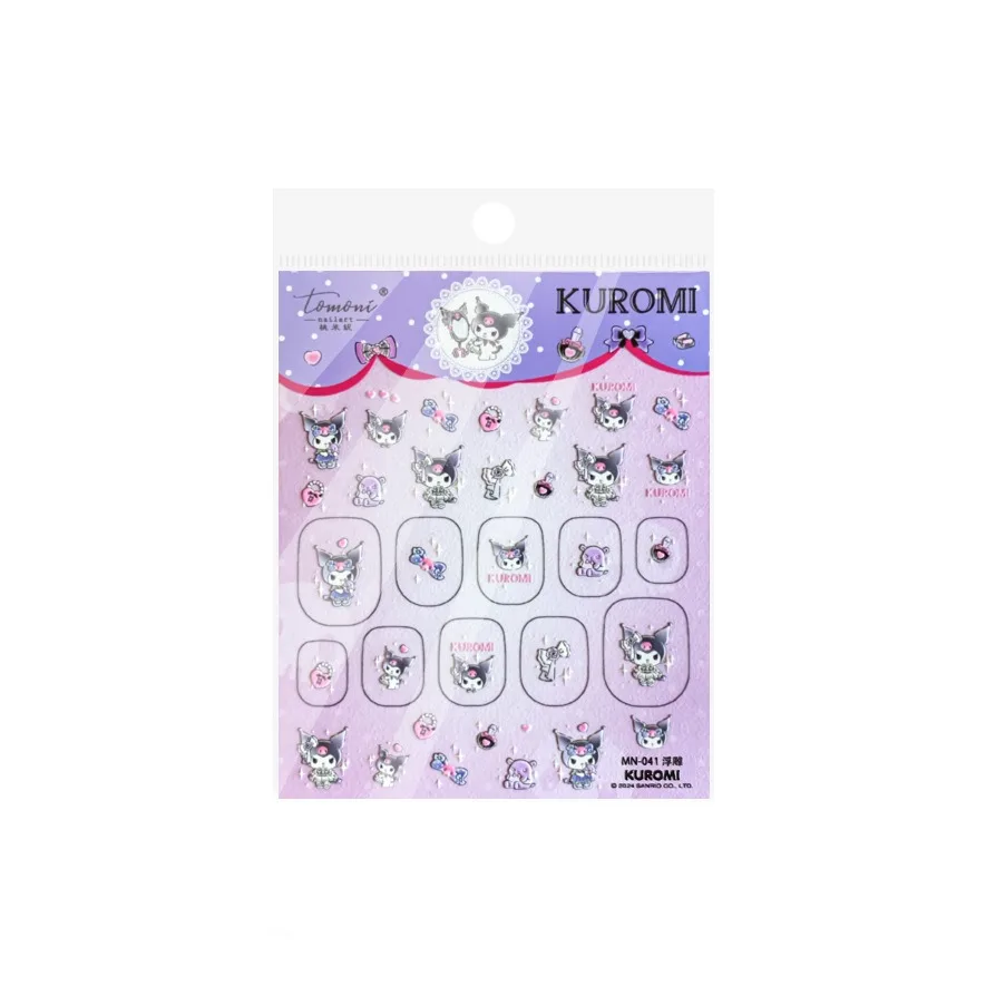 1PCS 5D Vivid Print Sanrio Series Nail Stickers Kawaii Nail Art Accessories Portable Cute Kuromi Style DIY Stickers